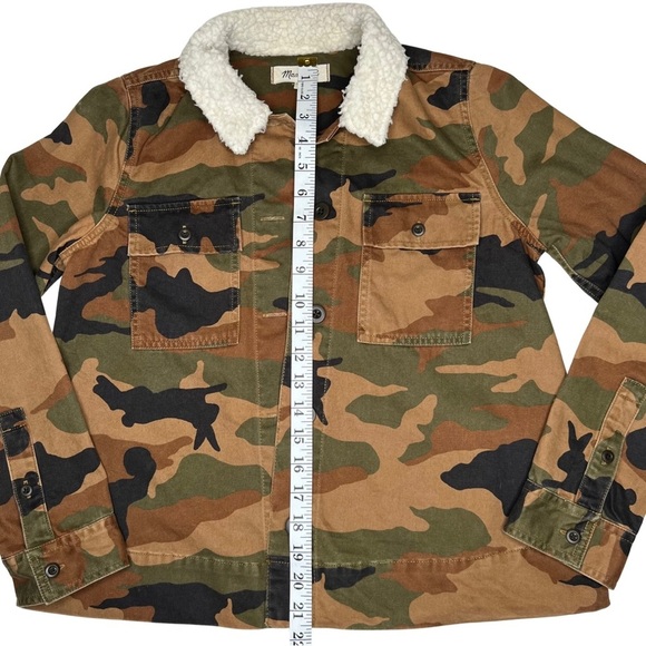 Madewell Northward Cropped Army Jacket in Cottontail Camo Sherpa Ed Brown XXS - Picture 8 of 17